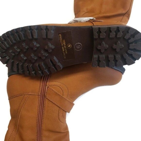 Daily Shoes Single Buckle Military Combat Boots Womens Size 6 Side Zipper Tan - Picture 4 of 5